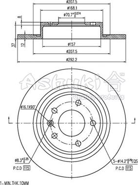 Ashuki 0993-1190 - Гальмівний диск autocars.com.ua