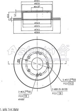 Ashuki 0993-2304 - Гальмівний диск autocars.com.ua