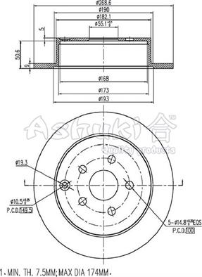 Ashuki 0993-2402 - Тормозной диск avtokuzovplus.com.ua