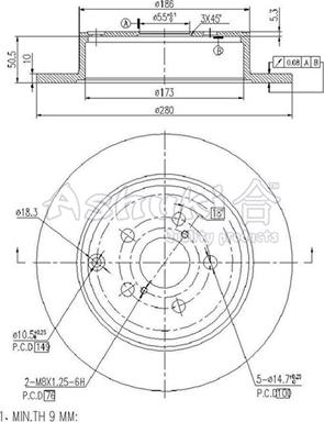 Ashuki 0993-2502 - Тормозной диск avtokuzovplus.com.ua