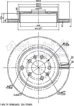 Ashuki 0993-4303 - Гальмівний диск autocars.com.ua