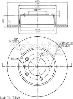 Ashuki 0993-4401 - Тормозной диск avtokuzovplus.com.ua