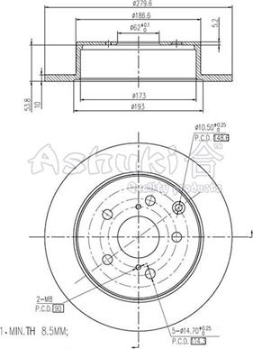 Ashuki 0993-5502 - Тормозной диск avtokuzovplus.com.ua