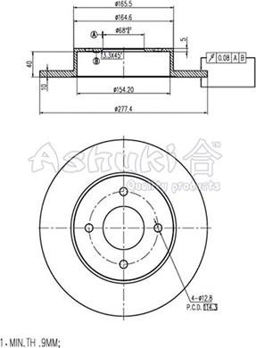 Ashuki 0993-8301 - Гальмівний диск autocars.com.ua