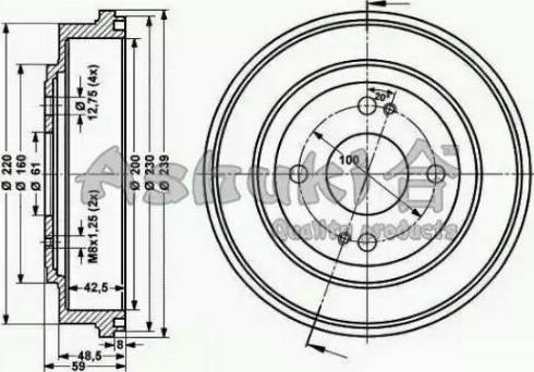 Ashuki 1020-7004 - Гальмівний барабан autocars.com.ua