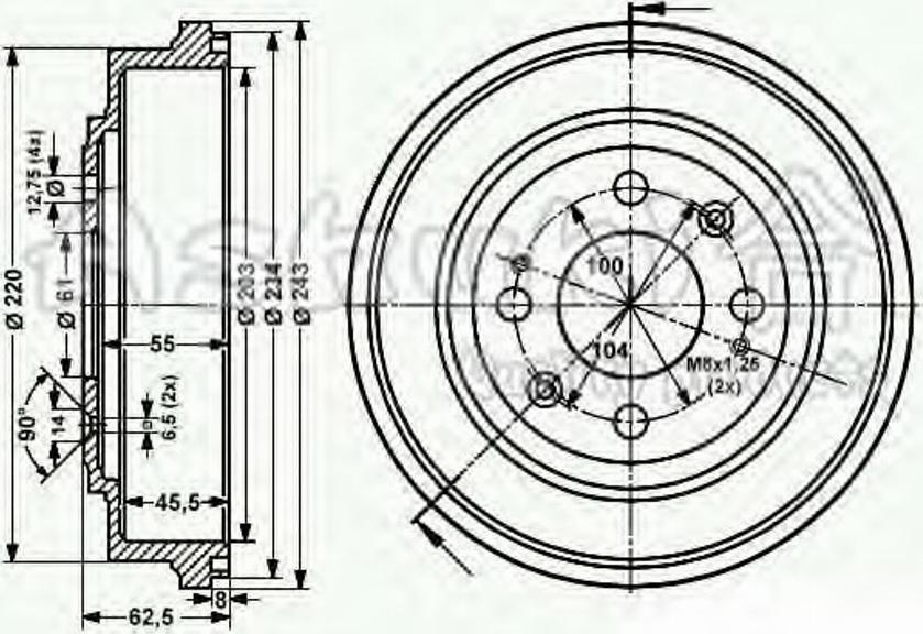 Ashuki 1020-9004 - Тормозной барабан avtokuzovplus.com.ua