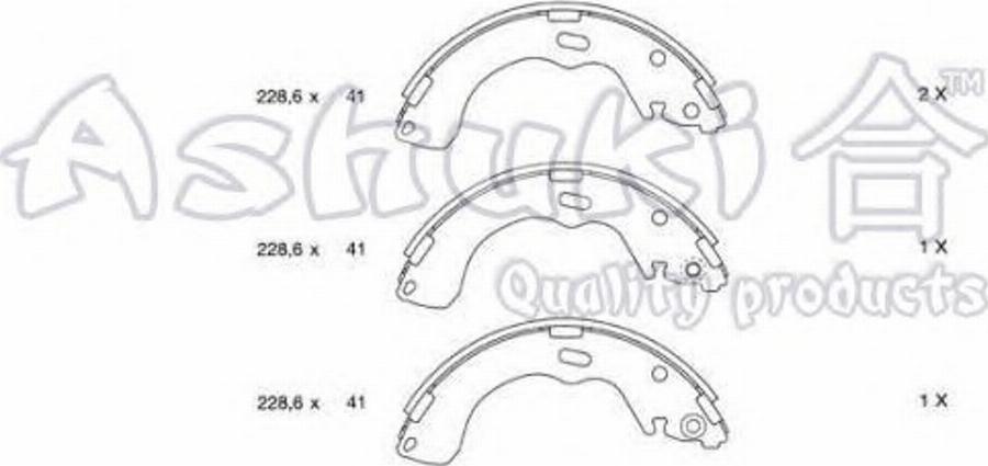 Ashuki 1050-0403 - Комплект тормозных колодок, барабанные avtokuzovplus.com.ua