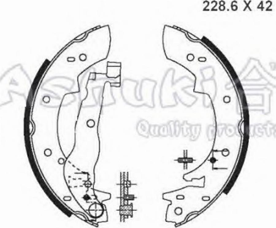 Ashuki 1050-7108 - Комплект тормозных колодок, барабанные avtokuzovplus.com.ua