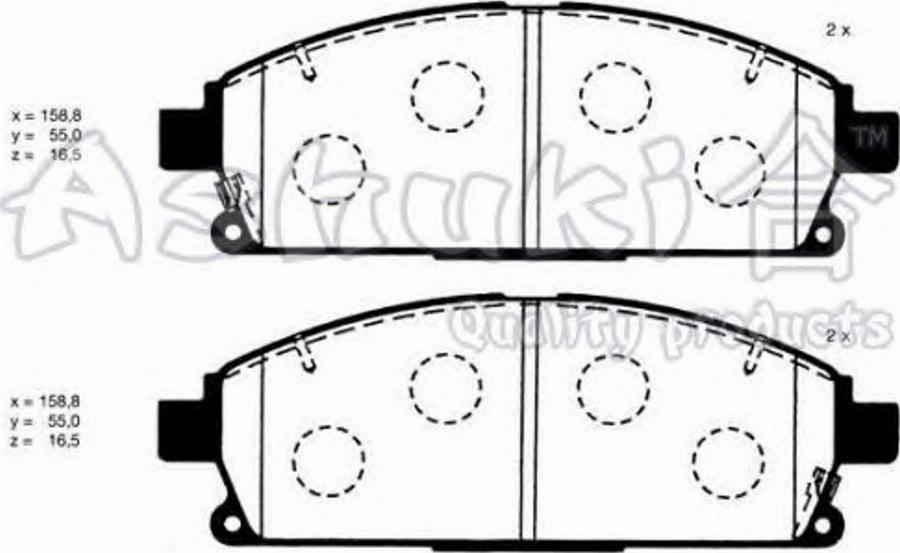 Ashuki 1080-1701 - Тормозные колодки, дисковые, комплект avtokuzovplus.com.ua