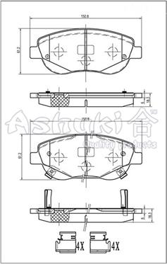 Ashuki 1080-5312 - Гальмівні колодки, дискові гальма autocars.com.ua