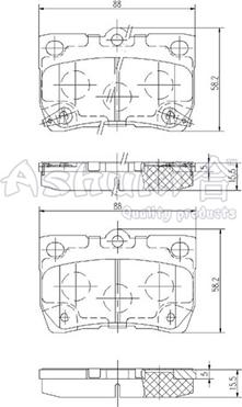 Ashuki 1083-1402 - Тормозные колодки, дисковые, комплект autodnr.net