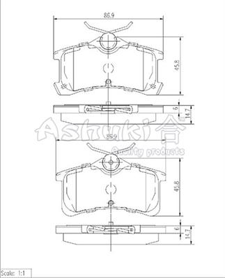 Ashuki 1083-6202 - Гальмівні колодки, дискові гальма autocars.com.ua