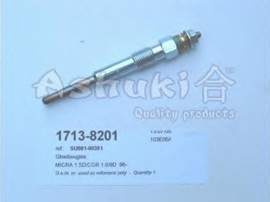 Ashuki 1713-8201 - Свічка розжарювання autocars.com.ua