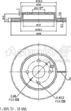 Ashuki D097-50 - Тормозной диск avtokuzovplus.com.ua