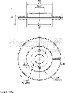 Ashuki D097-55 - Тормозной диск avtokuzovplus.com.ua