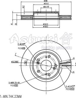 Ashuki H038-19 - Тормозной диск avtokuzovplus.com.ua