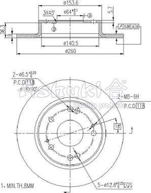 Ashuki H038-45 - Тормозной диск autodnr.net