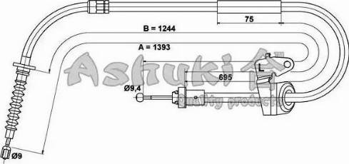 Ashuki HRK12774 - Трос, гальмівна система autocars.com.ua