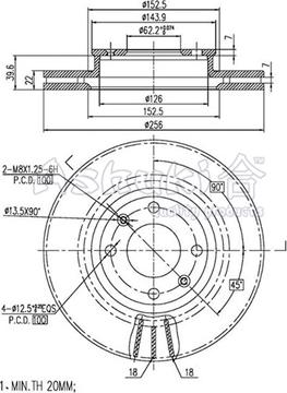 Ashuki I032-20 - Гальмівний диск autocars.com.ua