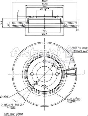 Ashuki I032-21 - Гальмівний диск autocars.com.ua