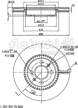 Ashuki I032-28 - Тормозной диск avtokuzovplus.com.ua