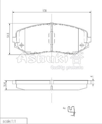 Ashuki K012-14 - Тормозные колодки, дисковые, комплект avtokuzovplus.com.ua