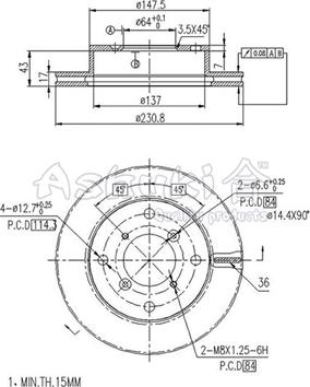 Ashuki K016-04 - Тормозной диск avtokuzovplus.com.ua