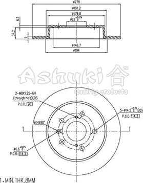 Ashuki K016-43 - Тормозной диск avtokuzovplus.com.ua