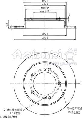 Ashuki K016-50 - Тормозной диск avtokuzovplus.com.ua