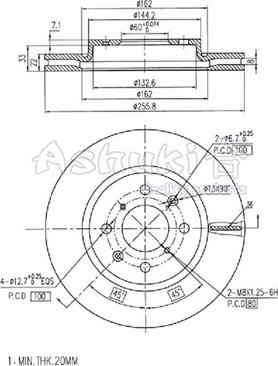 Ashuki K016-58 - Гальмівний диск autocars.com.ua