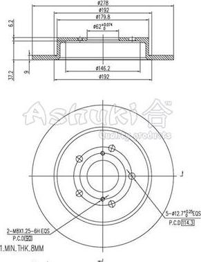 Ashuki K016-62 - Гальмівний диск autocars.com.ua