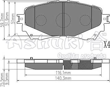 Ashuki M050-45 - Гальмівні колодки, дискові гальма autocars.com.ua