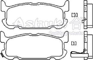 Ashuki M075-10 - Тормозные колодки, дисковые, комплект avtokuzovplus.com.ua