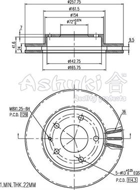 Ashuki M606-10 - Тормозной диск avtokuzovplus.com.ua