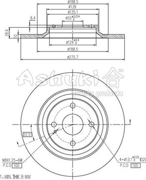 Ashuki M606-44 - Гальмівний диск autocars.com.ua