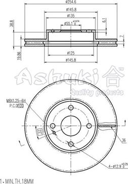 Ashuki M613-10 - Гальмівний диск autocars.com.ua