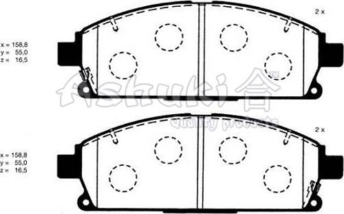 Ashuki N009-95 - Гальмівні колодки, дискові гальма autocars.com.ua