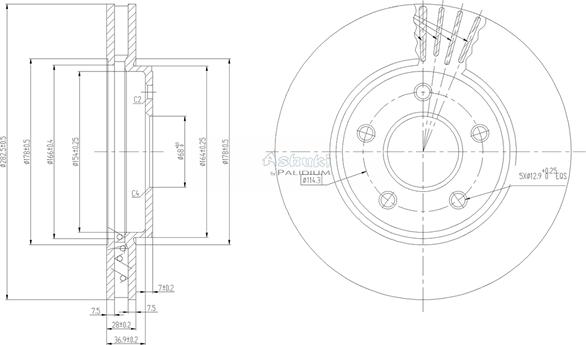 Ashuki N013-58 - Тормозной диск avtokuzovplus.com.ua