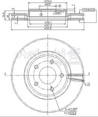 Ashuki N014-22 - Гальмівний диск autocars.com.ua