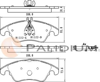 Ashuki P1-1584 - Тормозные колодки, дисковые, комплект autodnr.net