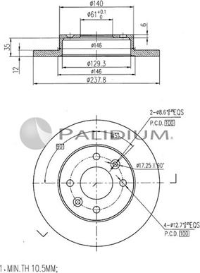 Ashuki P330-016 - Тормозной диск avtokuzovplus.com.ua