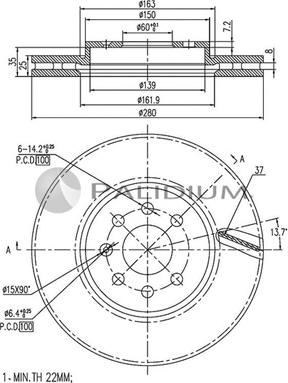 Ashuki P330-027 - Тормозной диск avtokuzovplus.com.ua