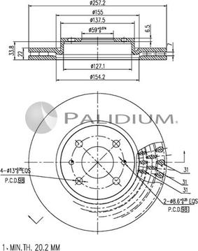 Ashuki P330-032 - Тормозной диск avtokuzovplus.com.ua