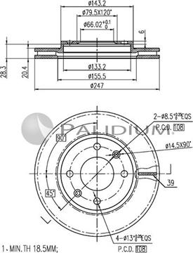 Ashuki P330-035 - Тормозной диск avtokuzovplus.com.ua