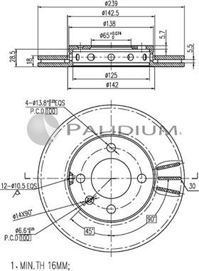 Ashuki P330-065 - Гальмівний диск autocars.com.ua