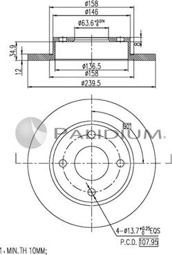 Ashuki P330-077 - Тормозной диск avtokuzovplus.com.ua