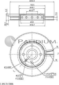 Ashuki P330-089 - Тормозной диск avtokuzovplus.com.ua