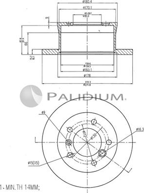 Ashuki P330-129 - Тормозной диск avtokuzovplus.com.ua