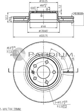 Ashuki P330-142 - Тормозной диск avtokuzovplus.com.ua