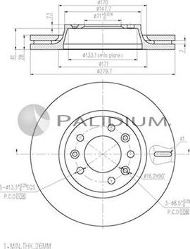 Ashuki P330-148 - Тормозной диск avtokuzovplus.com.ua